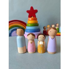 Natur Baby Kids 4lü Peg Ailesi Ahşap Peg Bebek