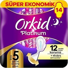 SanalAMCA Store Orkid Platinum Gece Extra (Boy 5) 14 Adet Süper Ekonomik Hijyenik Ped