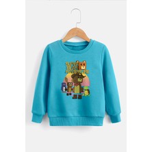 Zeycem Süper Ayı Oyun Karekteri Desen Baskılı Çocuk Sweatshirt Siyah  Mavi Pembe Unisex