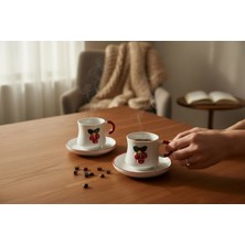 Renkli Düşler Atölyesi Seramik Yılbaşı Desenli Türk Kahvesi Fincan Takımı / 2 'li Kokina Detaylı Türk Kahvesi Fincan Takımı