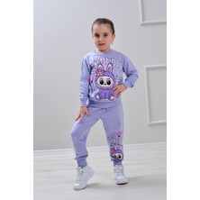 Yağmur Giyim Pjk2i Labubu Desenli 2 Ip %100 Pamuk Kız Çocuk Eşofman Takımı 3-10 Yaş 6413