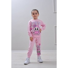 Yağmur Giyim Pjk2i Labubu Desenli 2 Ip %100 Pamuk Kız Çocuk Eşofman Takımı 3-10 Yaş 6413