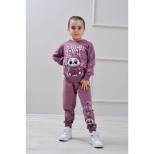 Yağmur Giyim Pjk2i Labubu Desenli 2 Ip %100 Pamuk Kız Çocuk Eşofman Takımı 3-10 Yaş 6413
