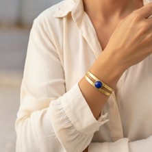 Sevil Gülgün Atelier  El Yapımı Saf Pirinç Doğal Taşlı Manşet Bileklik Otantik Geniş Bohem Ayarlanabilir Cuff Bilezik