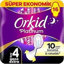 SanalAMCA Store Orkid Platinum Gece Extra (Boy 4) 16 Adet Süper Ekonomik Hijyenik Ped