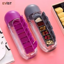 Evist Kutulu Kaliteli Plastik Suluk Matara- Renkli Bardak Kapaklı ) 600ML - 7 Günlük Dahili