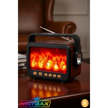 Nostaljik Şömineli Bluetooth USB Tf Radyo Güneş Enerjili El Feneri