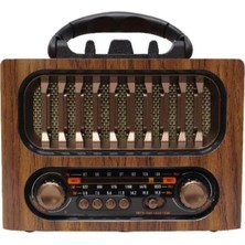 Nostaljik Radyo Bluetooth, Fm, Aux, Usb, Tf Kartlı, Şarjlı ve Pilli