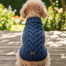 TrendyPati Köpekler Için Boğazlı Örgü Kazak –açık Mavi - Sırt :32 cm Göğüs 40-50 cm