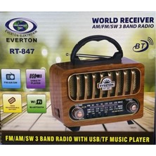 Nostaljik Tasarımlı Çok Fonksiyonlu Şarjlı Radyo, Bluetooth, Usb, Sd, Fm