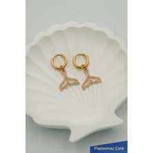 Trend Collection Denizkızı Işıltısı Taşlı Çelik Halka Küpe - Kadın Çelik Küpe