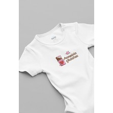 Overoz Annesinin Çikolatası Baskılı Çıtçıtlı Kısa Kollu Bebek Body Zıbın Tulum Badi 5933