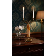 Montdekor El Yapımı Mermer Taşlı Bronz Deenli Şamdan