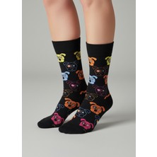 Carnaval Socks Siyah Köpek Desenli 3’lü Çorap Seti – Renkli Figürlü