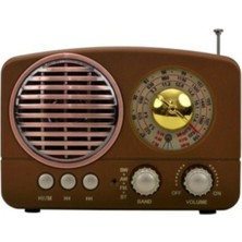 Kahverengi Retro Fm Radyo Bluetooth Hoparlör USB M-161, 2 Yıl Garantili