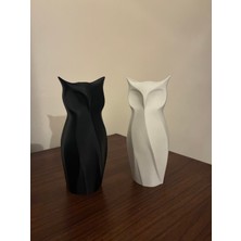 Odamdan 2'li Modern Geometrik Baykuş Biblo Seti - Siyah & Beyaz Dekoratif Obje (15 Cm)
