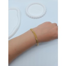 Lagül Aksesuar Xuping 14K Altın Kaplama Kararmaz Suya Dayanıklı Zincir Detaylı Gold Bileklik