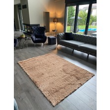Doğuş Peluş Halı Tavşan Camel Yumuşak Dokulu Peluş Halı Dikdörtgen