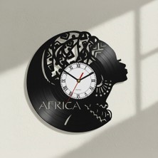 Craftverse Afrika Kadın Silüetli El Yapımı Vinyl Plak Duvar Saati