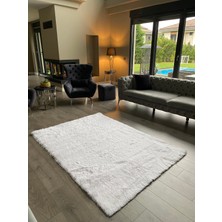 Doğuş Peluş Halı Tavşan Beyaz Yumuşak Dokulu Peluş Halı Dikdörtgen