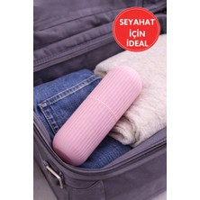 Taşınabilir Diş Fırçası Kutusu Pembe | Kapaklı Hijyenik Seyahat Diş Fırçası Kabı 18,5 cm