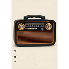 Büyük Boy Nostaljik Ahşap Görünümlü Bluetooth Hoparlör, Vintage Işıklı USB