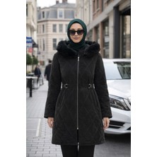 Janset Kapitone Siyah Büyük Beden Mont 42/52