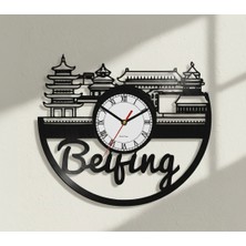 Craftverse Beijing Şehir Temalı El Yapımı Vinyl Plak Duvar Saati
