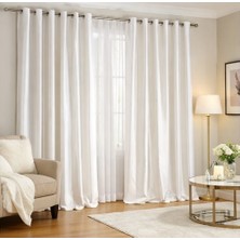 Taç Beyaz Kornişli Saten Güneşlik Perde Kalın Kumaş