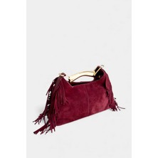 MİALES Hakiki Süet Deri Fermuarlı Iç Cep ve Uzun Askı Detaylı Kadın El ve Omuz Çantası