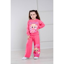 Yağmur Giyim Pjk2i Ballerina Cappucino Desenli Bol Paça 2 Ip %100 Pamuk Kız Çocuk Takımı 3-10 Yaş 6432