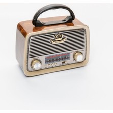Şarjlı Ledli Retro Ahşap Radyo ve Mp3 Çalar, Şık ve Pratik Tasarım