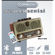 Nostaljik Ahşap Görünümlü Bluetooth Radyo, Fm, Sd Kart, USB Girişli
