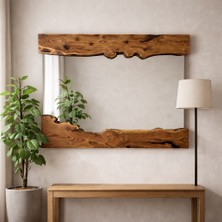 3D Sergi Doğal Ahşap Kenarlı Duvar Aynası