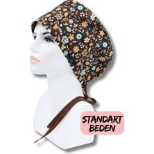 Doktorbonem Standart Beden Akasya Çiçekler Kahverengi Cerrahi Bone Doktor Hemşire Sağlıkçı Hastane Bonesi