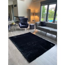 Doğuş Peluş Halı Tavşan Siyah Yumuşak Dokulu Peluş Halı Dikdörtgen