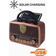 Güneş Enerjili Nostaljik Fm, Aux, USB Müzik Çalar
