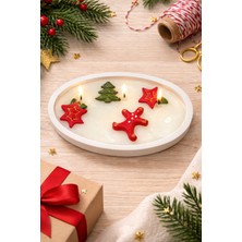 Yılbaşı Temalı 3 Fitilli Dekoratif Mum Okyanus Kokusu – 19 cm Geniş Oval Tasarım