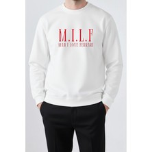 Dragon Store Mılf Baskılı %100 Pamuk Yuvarlak Yaka Sweatshirt