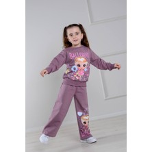 Yağmur Giyim Pjk2i Ballerina Cappucino Desenli Bol Paça 2 Ip %100 Pamuk Kız Çocuk Takımı 3-10 Yaş 6432
