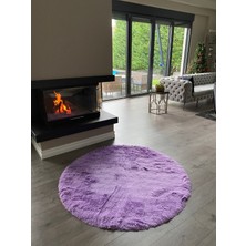 Doğuş Peluş Halı Tavşan Lila Yumuşak Dokulu Peluş Halı Yuvarlak