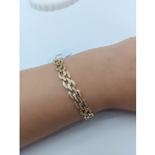 Lagül Aksesuar Xuping 14K Altın Kaplama Kararmaz Suya Dayanıklı Zirkon Taşlı Gold Bileklik