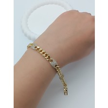 Lagül Aksesuar Xuping 14K Altın Kaplama Kararmaz Zirkon Taşlı Gold Bileklik