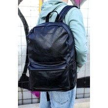 Verto CNT006  Cilt Deri Erkek Sırt Çantası Sıyah