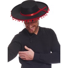 NW NessiWorld Kırmızı Ponponlu Siyah Renk Yetişkin Ispanyol Şapkası