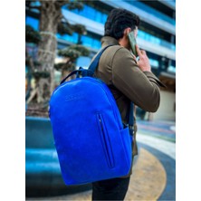 Verto CNT104  Cilt Erkek Sırt Çantası Mavı