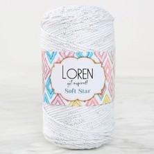 Loren Soft Star Makrome Ipi Gümüş Simli Beyaz RM10