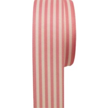 Tafta Çizgi Desen Kurdele 25 mm Pudra 2 Metre