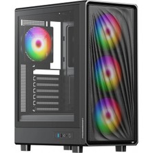 Verto Powerboost PB-A5065B 650W 80+ Bronze Mesh Ön Panel 4xargb Fan+Usb3.0 Gamıng Atx Kasa Sıyah