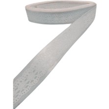Tafta Dantel Görünümlü Kurdele Gri 25 mm 2 Metre